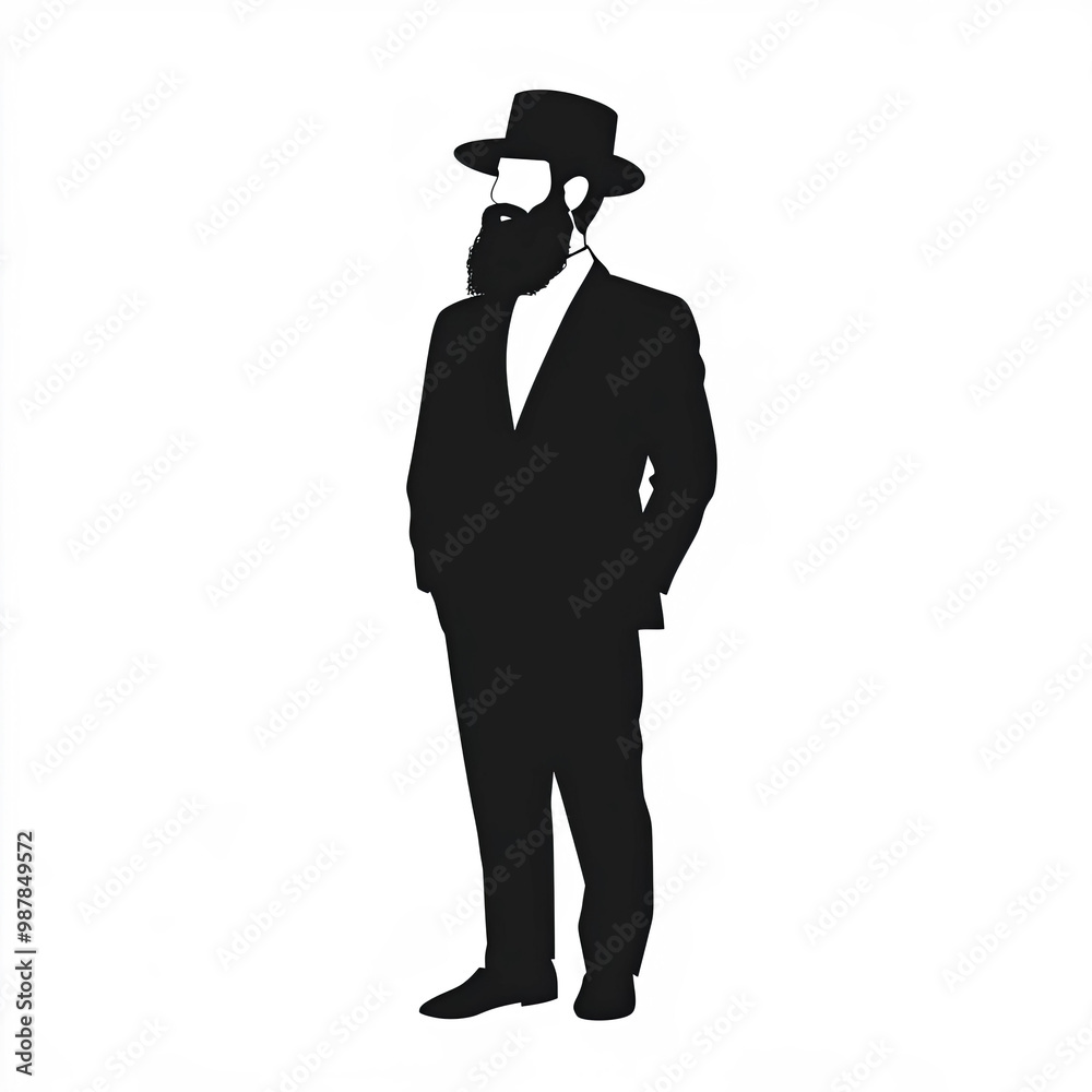 Jewish Silhouette, Illustration Isolated On White Background Jewish Silhouette, Illustration Isolated On White Background