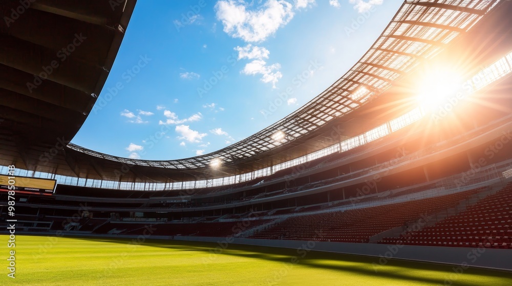 Bright stadium skyline on a sunny day with backlighting and ample copy space available Bright stadium skyline on a sunny day with backlighting and ample copy space available