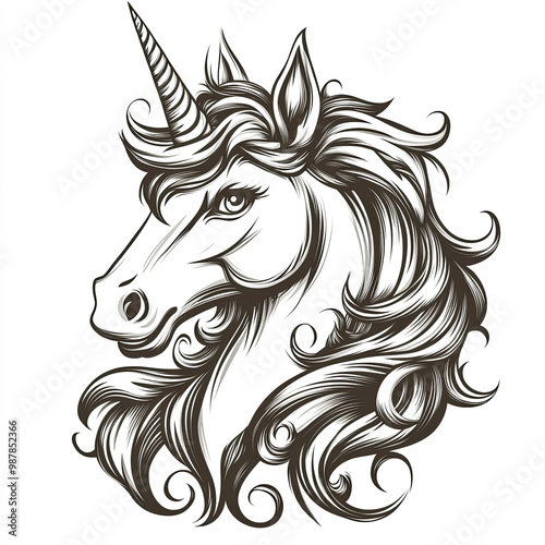 Unicorn Head Silhouette, Il...