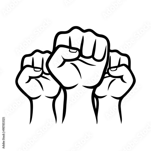 Icon illustration of raised fists symbolizing protest, solidarity, and resistance