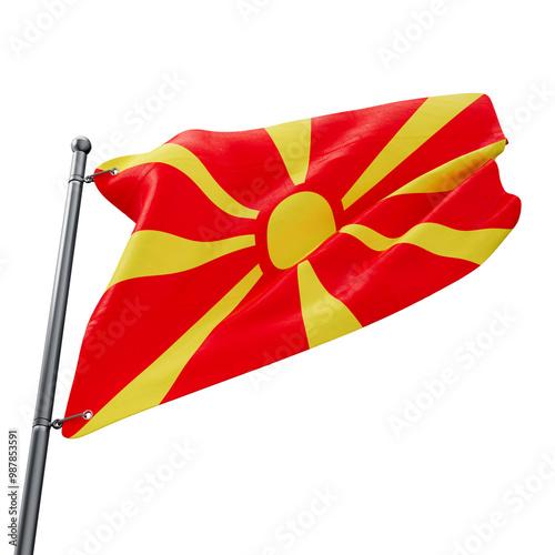 Asset 3D Realistic Flag of Macedonia with Transparent Background photo