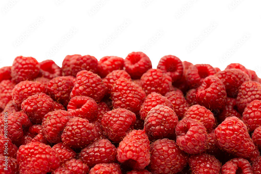 Tasty fresh raspberry isolated on a white background. Top view. Tasty fresh raspberry isolated on a white background. Top view.
