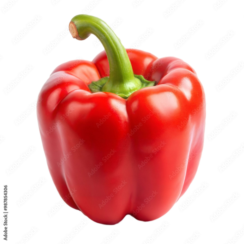 Bright Red Bell Pepper with Green Stem Bright Red Bell Pepper with Green Stem