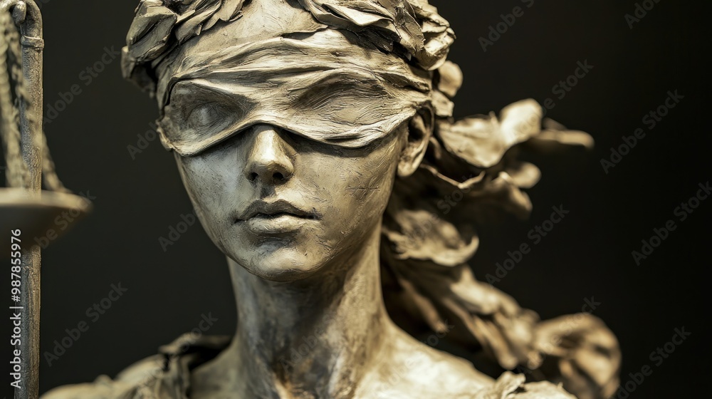Close-up of a Blindfolded Statue of Justice Close-up of a Blindfolded Statue of Justice