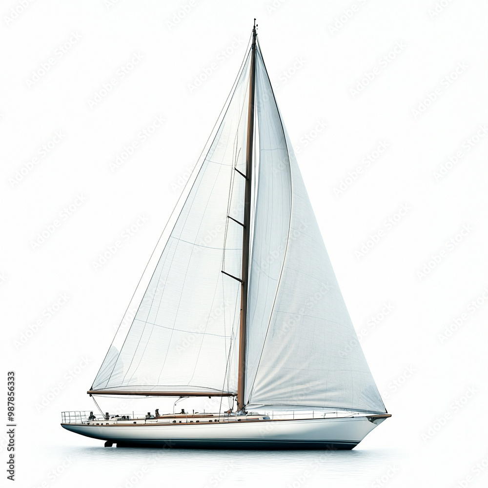 a modern luxurious sailing boat, white background a modern luxurious sailing boat, white background