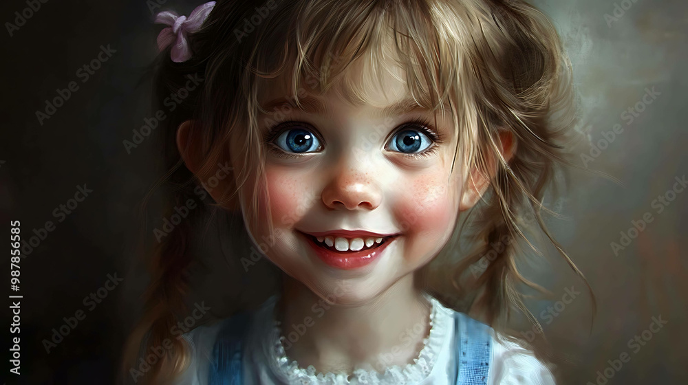 Portrait of a little girl with big blue eyes and a bright smile. Portrait of a little girl with big blue eyes and a bright smile.