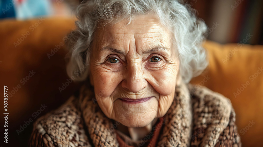 A close-up portrait of a smiling elderly woman with gray hair. A close-up portrait of a smiling elderly woman with gray hair.