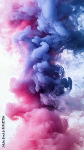 Colorful smoke swirling in dynamic patterns against a light background