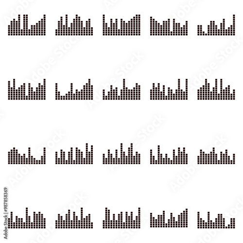 Set of Radio waves icons. Simple sound waves. Vector sound wave icon. Music player sound bar. Record interface