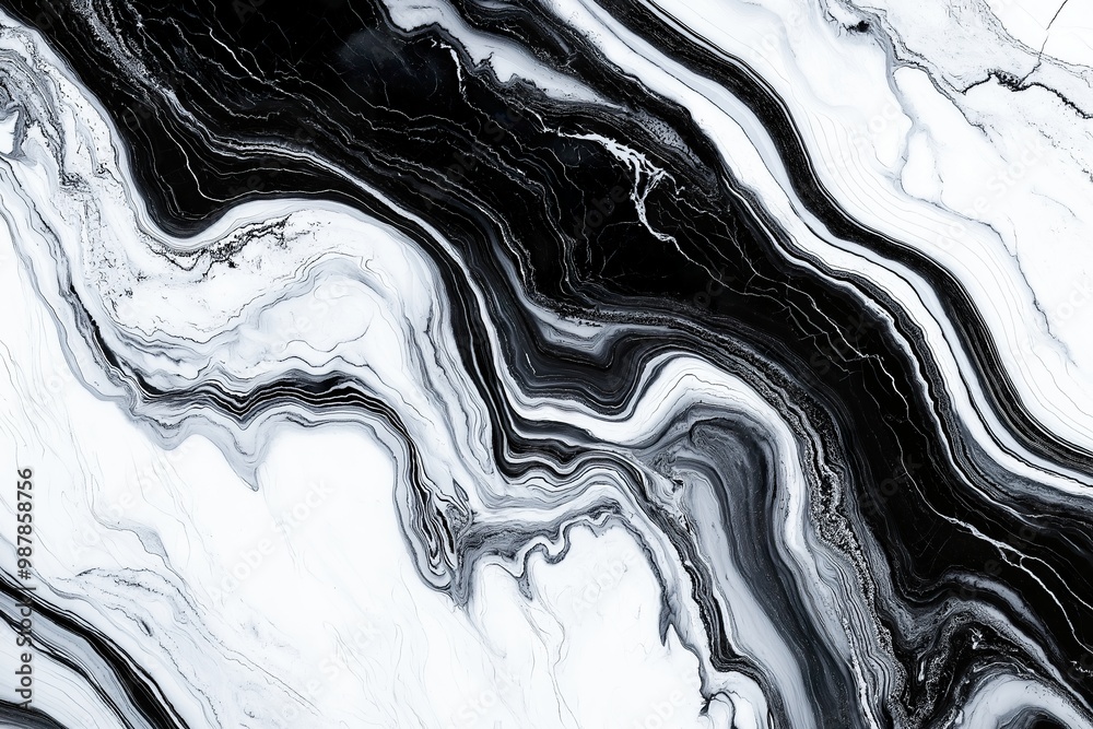 Explore the intricate design of flowing black and white marble waves creating a stunning visual effect in modern interior spaces Explore the intricate design of flowing black and white marble waves creating a stunning visual effect in modern interior spaces