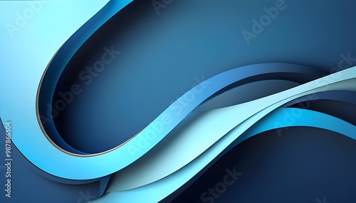 Minimalistic blue abstract background featuring smooth curved lines for covers and social media templates photo