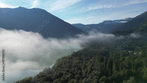 aerial lake view in autumn over sylvensteinsee photo