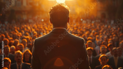 Political Leader Addressing Party Members Outdoors