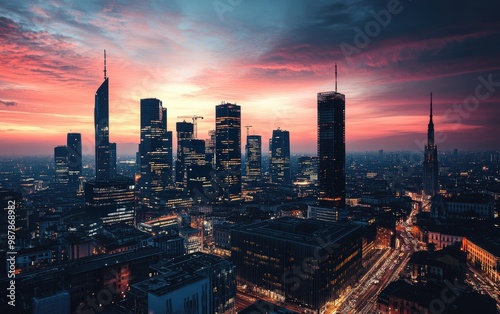 Wallpaper Mural Beautiful city with river on night background Torontodigital.ca