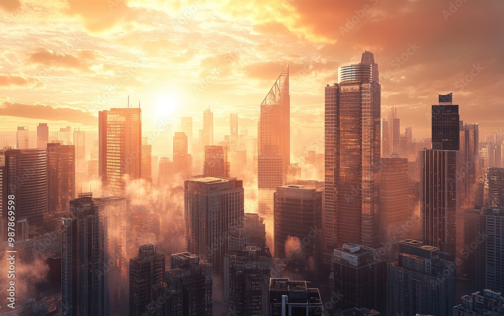 Beautiful city with skyscraper on sunsat background Beautiful city with skyscraper on sunsat background
