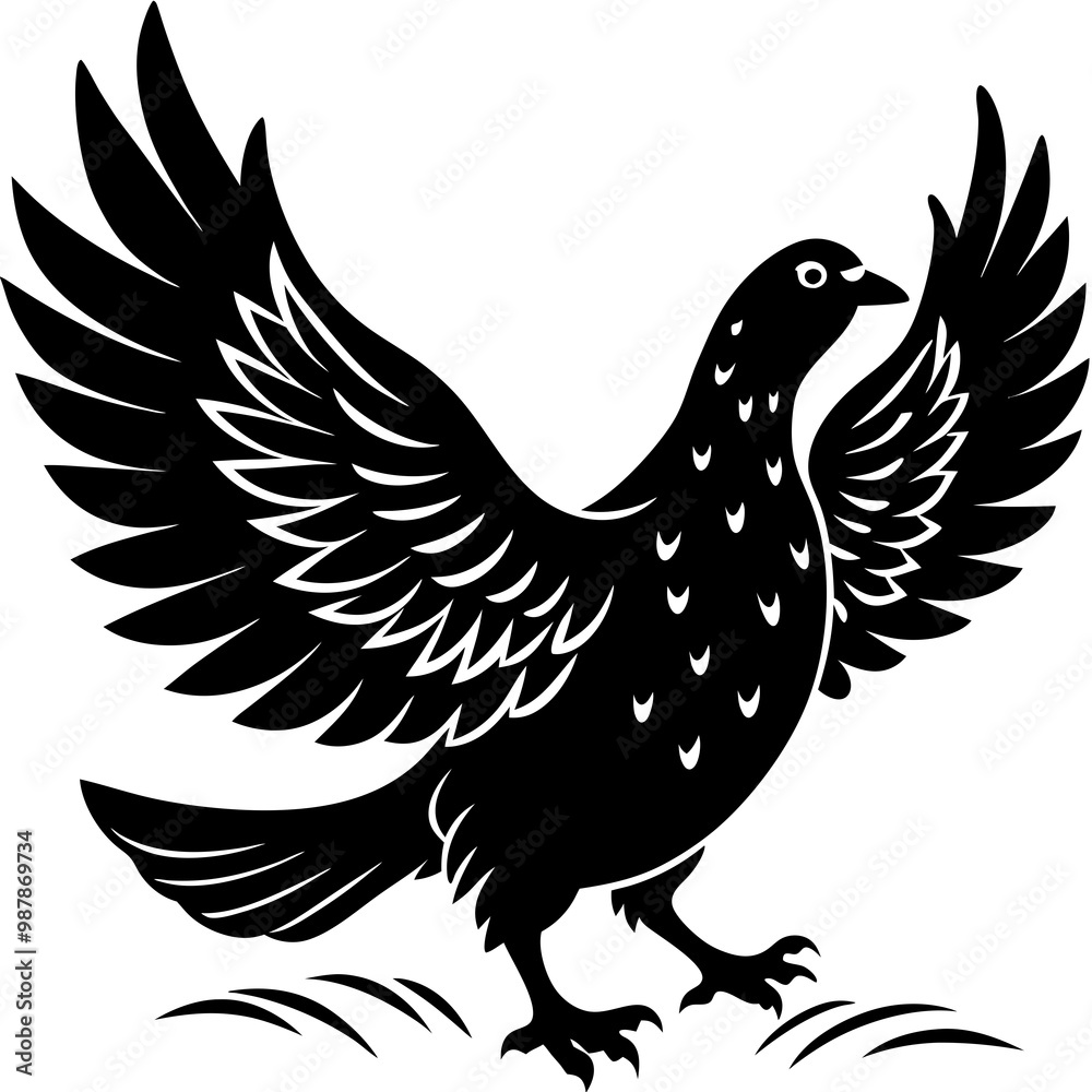 Fototapeta premium Partridge Silhouette in Flight Vector Art