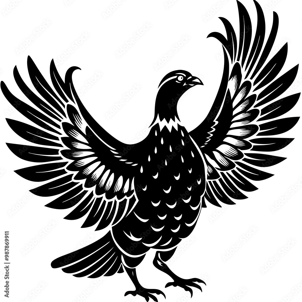 Fototapeta premium Partridge Silhouette in Flight Vector Art