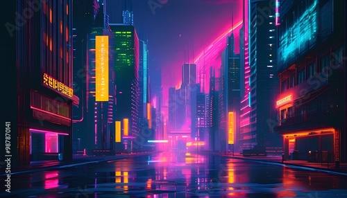 Midnight in a Futuristic City