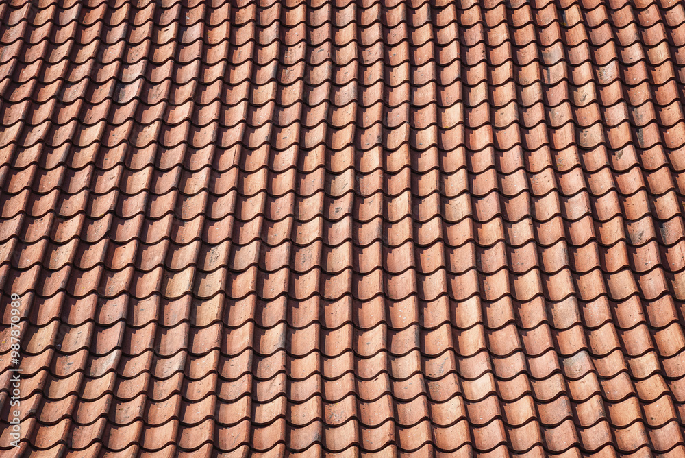 Old natural ceramic tiles on the roof. Old natural ceramic tiles on the roof.