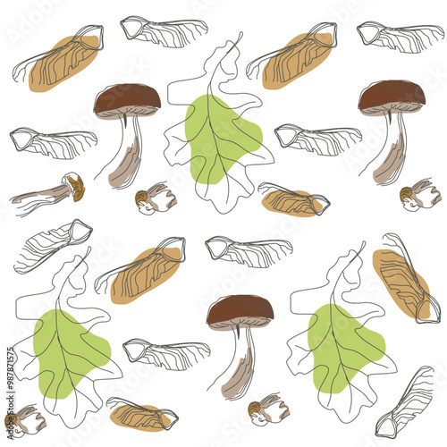 Vector image of a boletus mushroom. The most beautiful autumn time. The fruits of the forest. Eco pattern of mushrooms