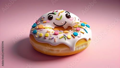 Cute Donut with Colorful Sprinkles