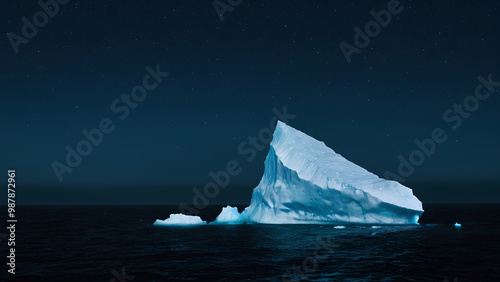 Sternenklare Nacht: Eisberg unter den Sternen photo