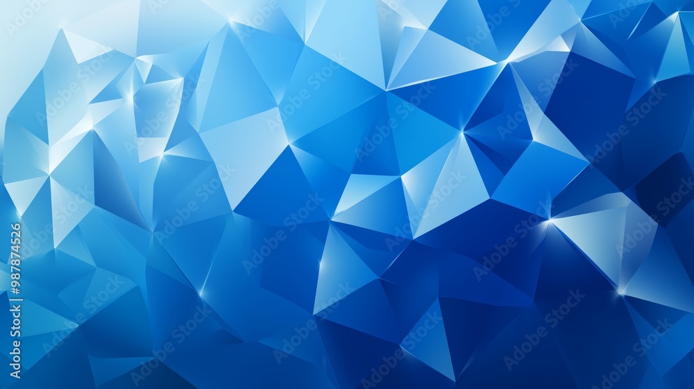 Abstract blue background with low-poly triangles and a white glow on the edges. Abstract blue background with low-poly triangles and a white glow on the edges.