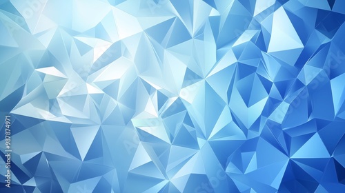 Abstract blue background with low-poly triangles and a white glow on the edges.