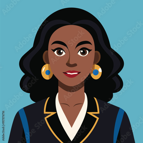 a african black business woman cartoon illustration