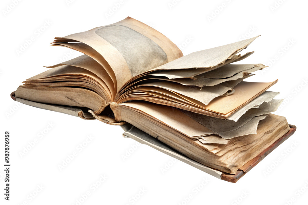 Fototapeta premium Torn Book Pages with Rough, Tattered Edges