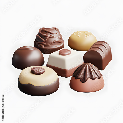 3d chocolates on white