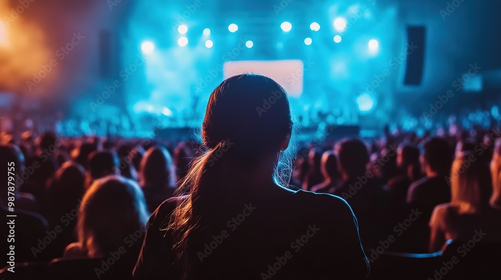 Exciting concert atmosphere with vibrant lighting as a crowd enjoys live performance at night Exciting concert atmosphere with vibrant lighting as a crowd enjoys live performance at night