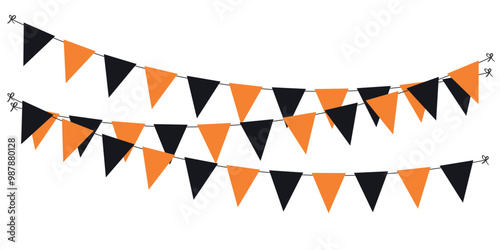 Halloween Bows. Fun Halloween party garland Carnival garland, banner background, pennants, flat vector illustration isolated on white background