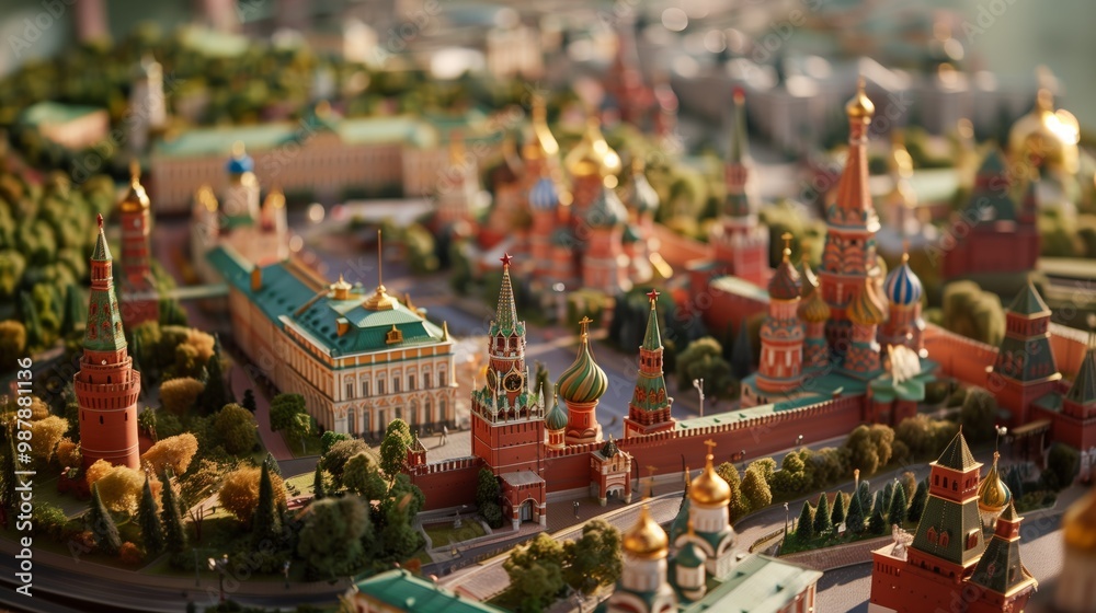 Miniature Model of Moscow's Red Square in Autumn with St. Basil's Cathedral Miniature Model of Moscow's Red Square in Autumn with St. Basil's Cathedral