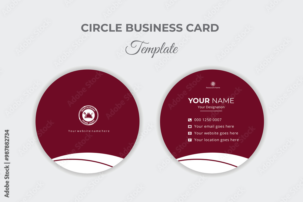Circle restaurant business card unique concept with colorful design