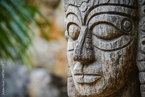 buddha head in the wood