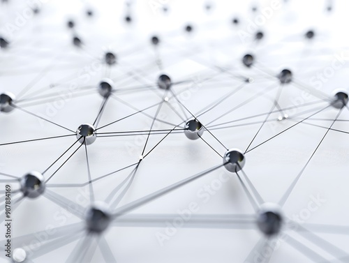 Abstract network structure with interconnected nodes and lines, representing technology, communication, and data flow.