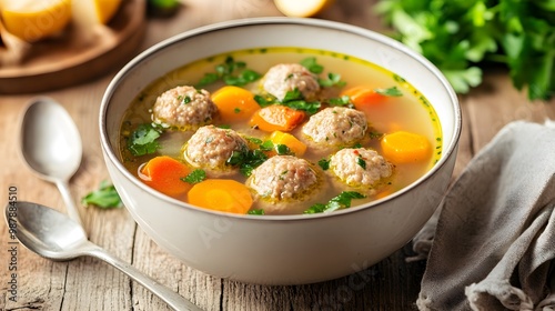 Meatball soup with vegetables