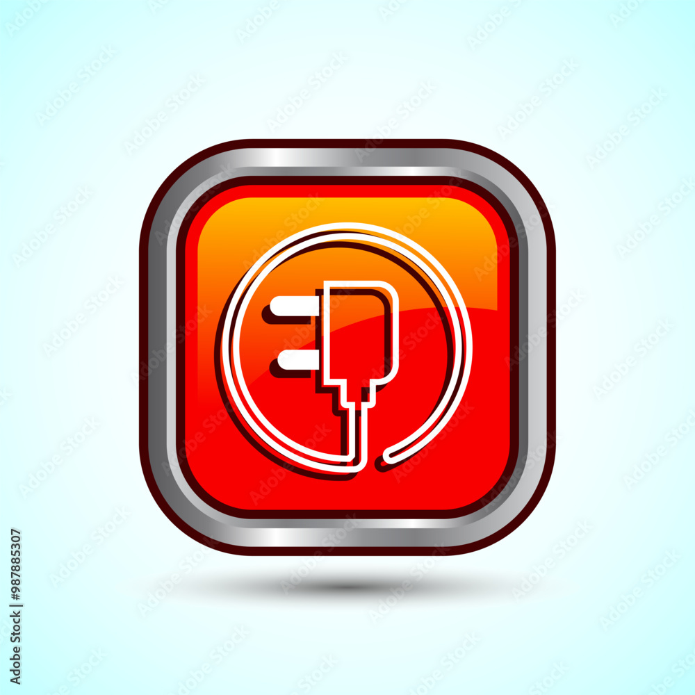 Electricity, Power, Plug Icon Design Illustration, Icon For Web and mobile application, Orange Color Square Button Design Electricity, Power, Plug Icon Design Illustration, Icon For Web and mobile application, Orange Color Square Button Design