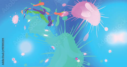 Coronavirus 2019-nCoV. Coronavirus 2019-nCoV outbreak. Virus cells on colorful background.