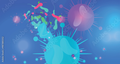 Coronavirus 2019-nCoV. Coronavirus 2019-nCoV outbreak. Virus cells on colorful background.