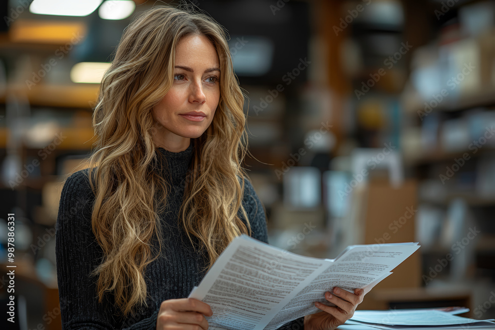 A professional woman reviewing documents at a desk in a modern office, representing focus and productivity. A professional woman reviewing documents at a desk in a modern office, representing focus and productivity.
