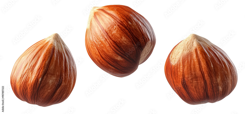 Falling hazelnut, full body, on a transparent background Falling hazelnut, full body, on a transparent background