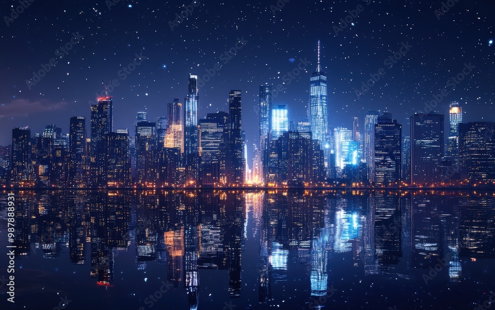 Fototapeta premium Night city beautiful stock photo