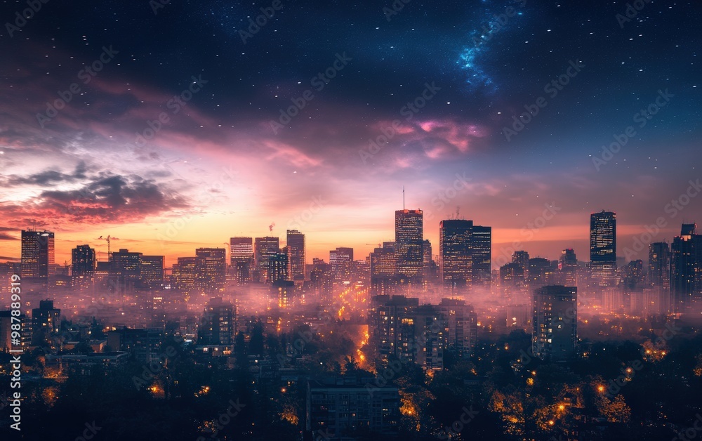 Fototapeta premium Night city beautiful stock photo