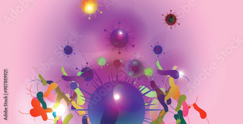 Coronavirus 2019-nCoV. Coronavirus 2019-nCoV outbreak. Virus cells on colorful background.