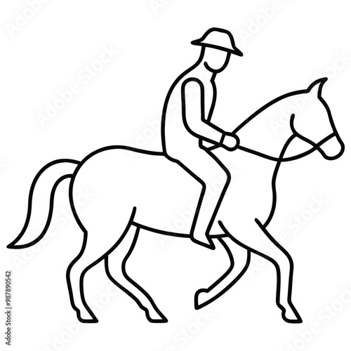 Horse Raider in Action Vector Art.