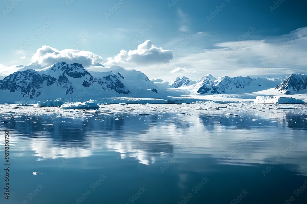 custom made wallpaper toronto digitalAntarctica landscape with snow covered mountains and blue water