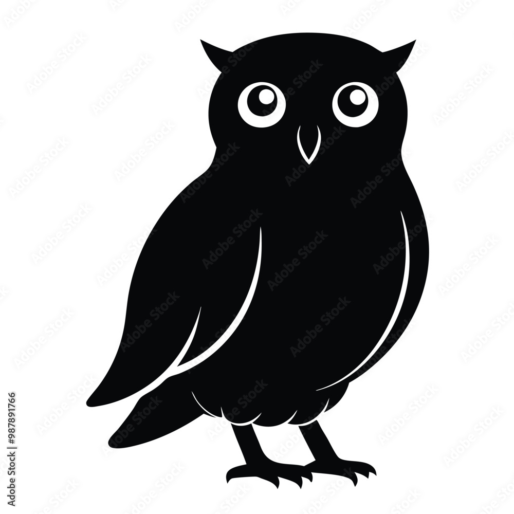 a black silhouette of an owl. vector silhouette a black silhouette of an owl. vector silhouette