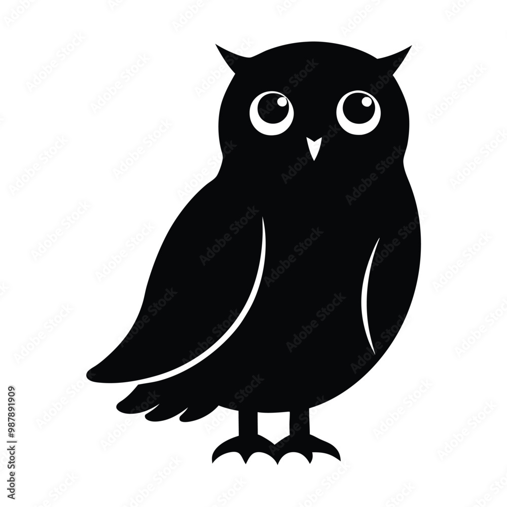 a black silhouette of an owl. vector silhouette a black silhouette of an owl. vector silhouette